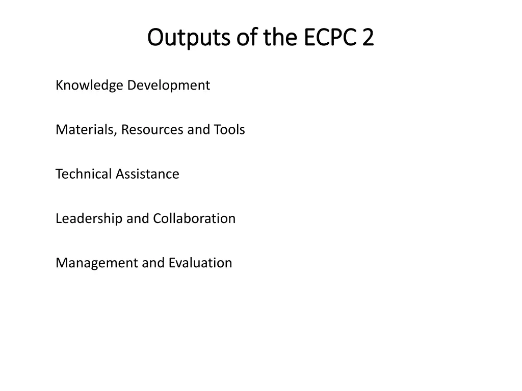 outputs of the ecpc 2 outputs of the ecpc 2