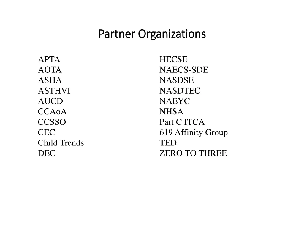 partner organizations partner organizations