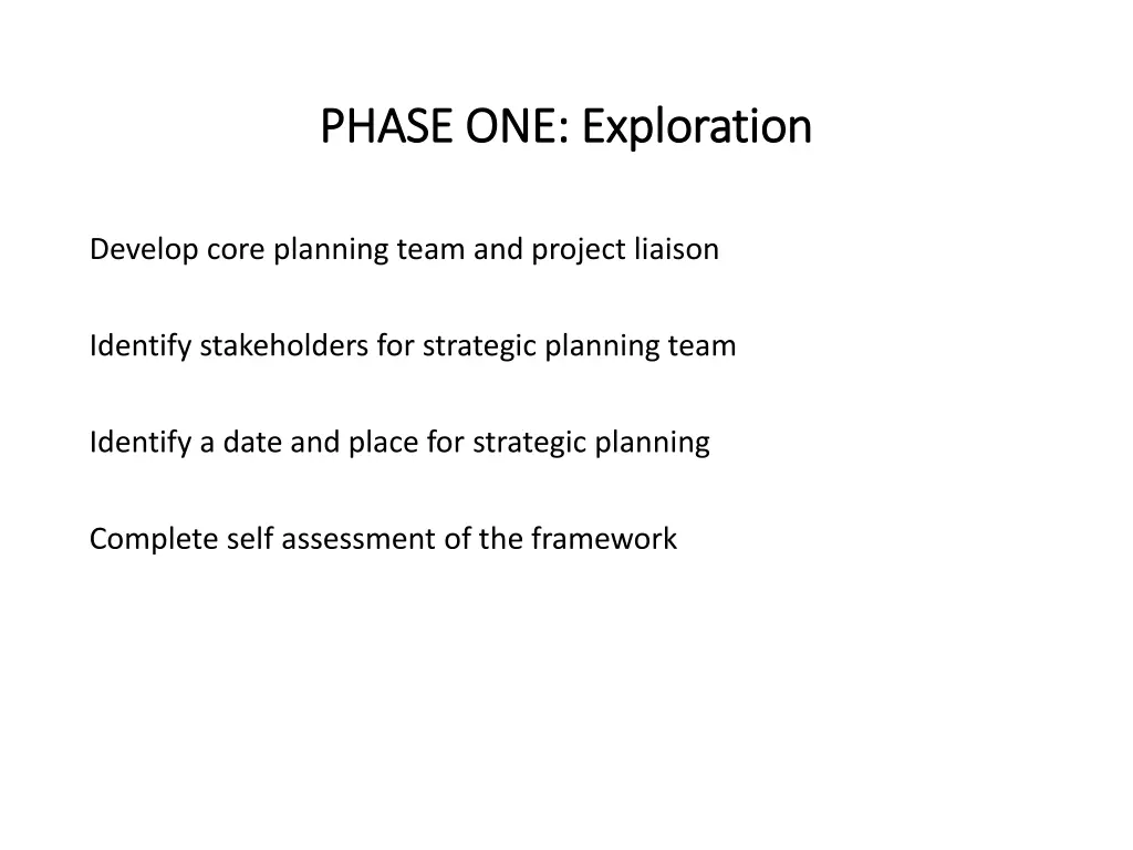 phase one exploration phase one exploration
