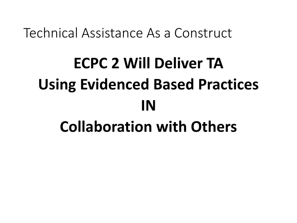 technical assistance as a construct