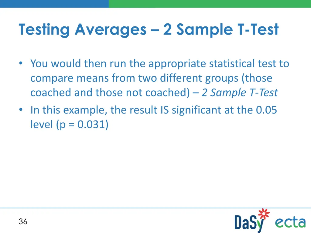 testing averages 2 sample t test