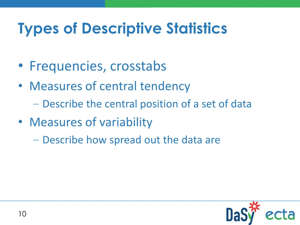 types of descriptive statistics