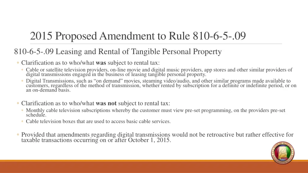 2015 proposed amendment to rule 810 6 5 09