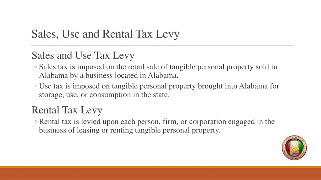 sales use and rental tax levy
