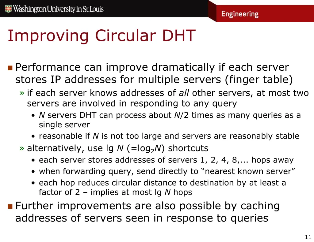 improving circular dht