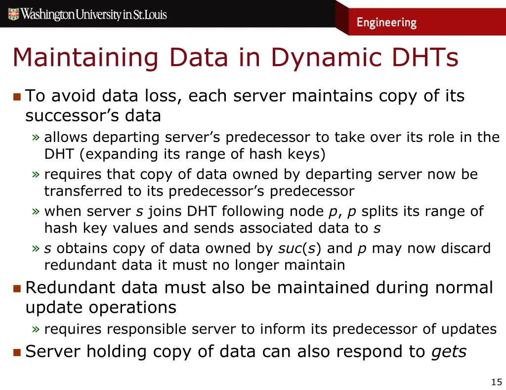 maintaining data in dynamic dhts