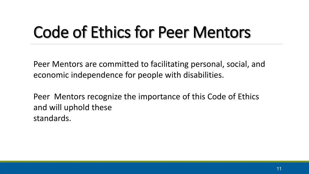 code of ethics for peer mentors code of ethics