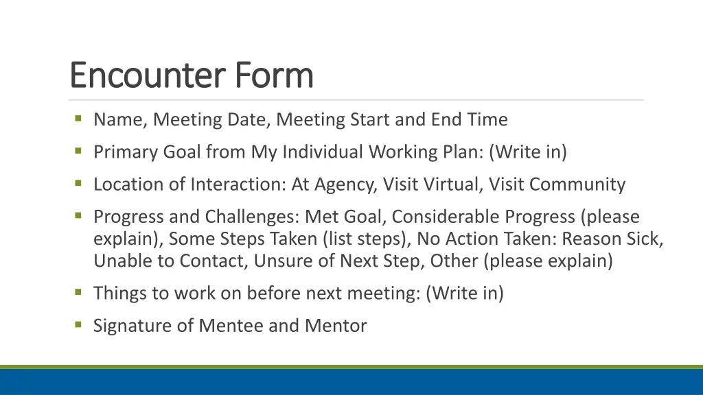 encounter form encounter form