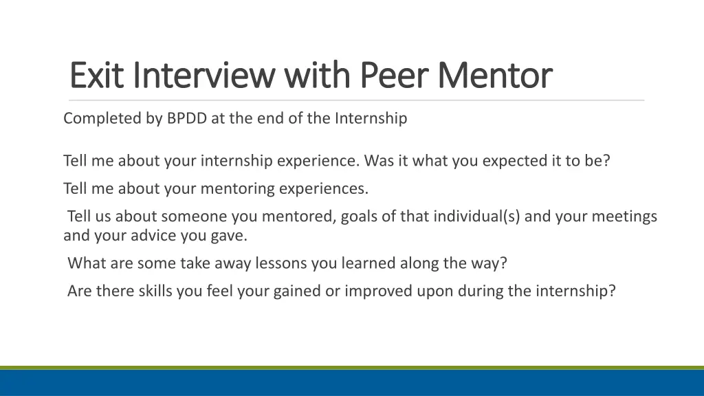 exit interview with peer mentor exit interview