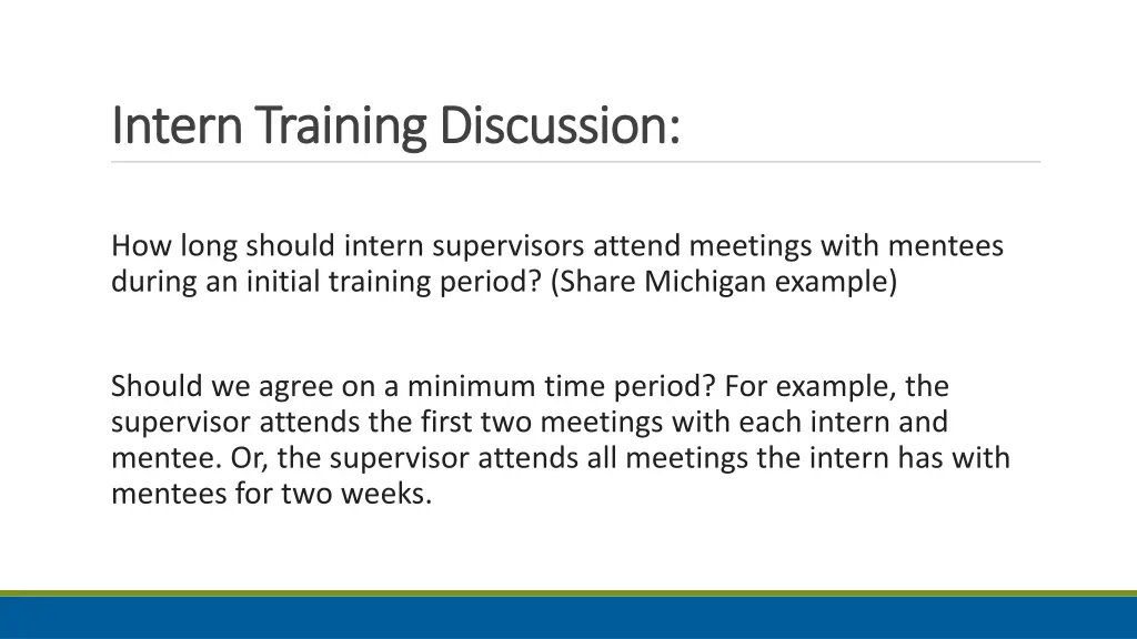 intern training discussion intern training