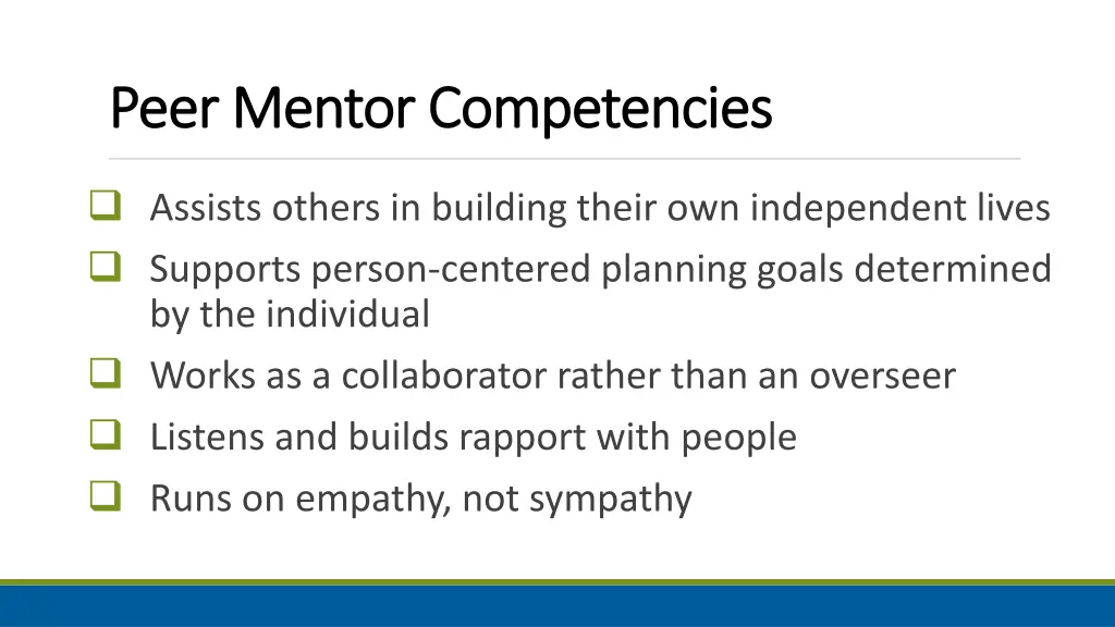peer mentor competencies peer mentor competencies
