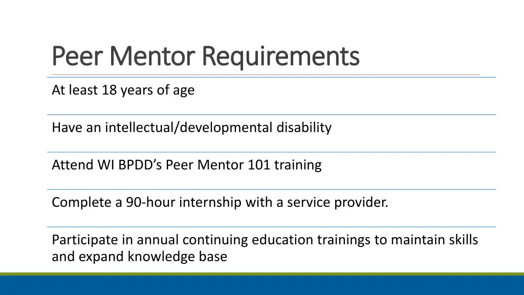 peer mentor requirements peer mentor requirements