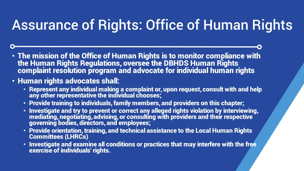 assurance of rights office of human rights