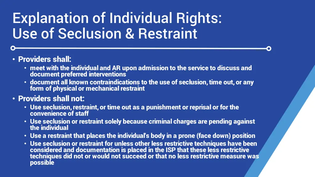 explanation of individual rights use of seclusion 3