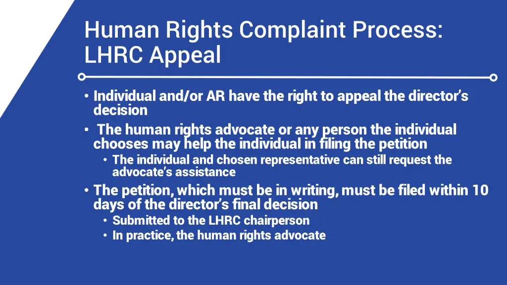 human rights complaint process lhrc appeal