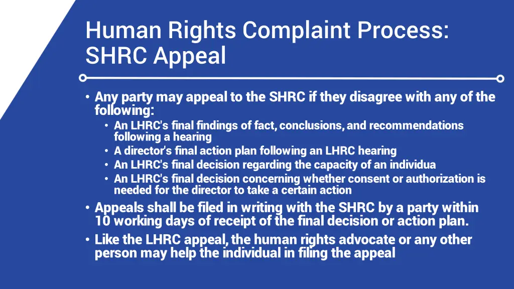 human rights complaint process shrc appeal