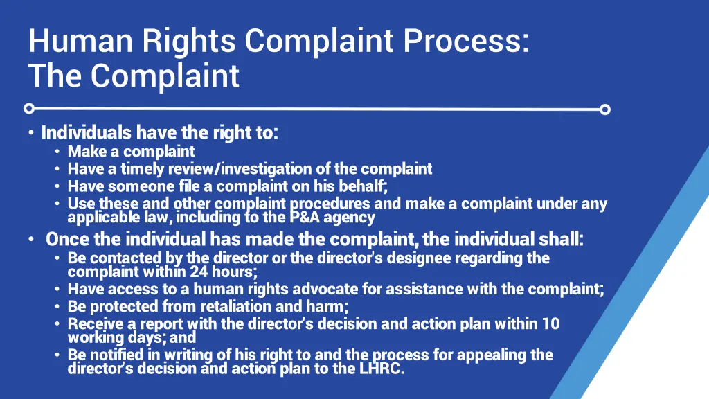 human rights complaint process the complaint
