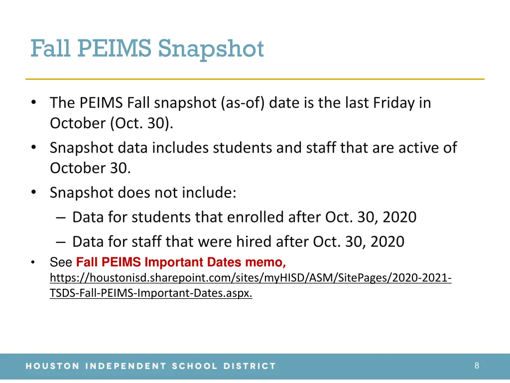 fall peims snapshot