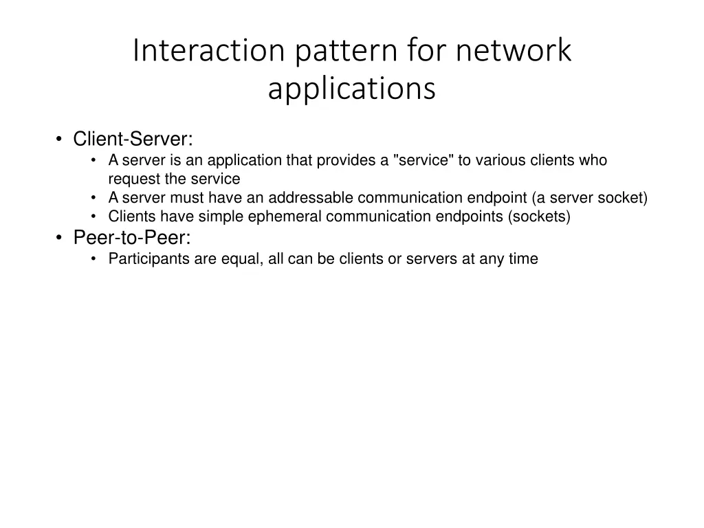 interaction pattern for network applications