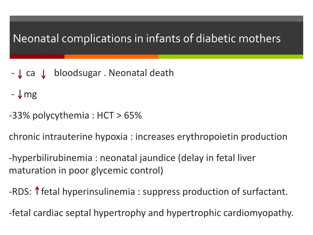 neonatal complications in infants of diabetic