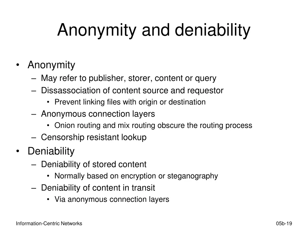 anonymity and deniability