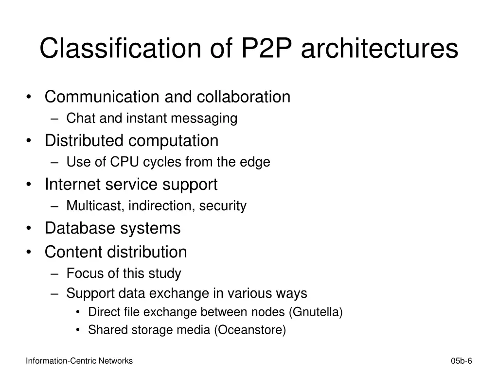 classification of p2p architectures
