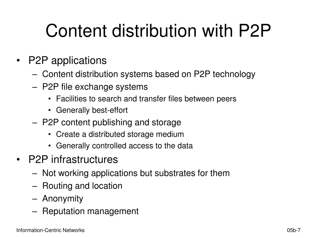 content distribution with p2p