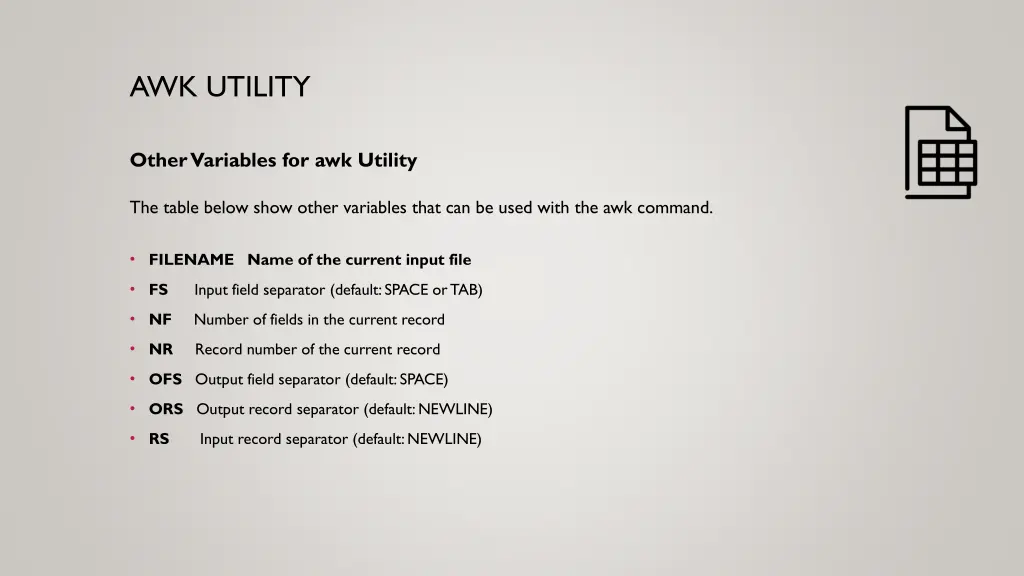 awk utility 14