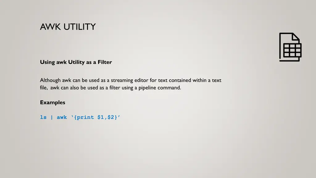 awk utility 16