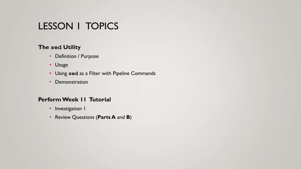 lesson 1 topics