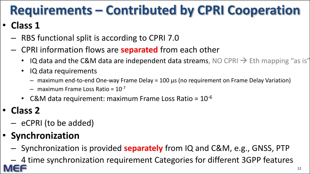 requirements contributed by cpri cooperation