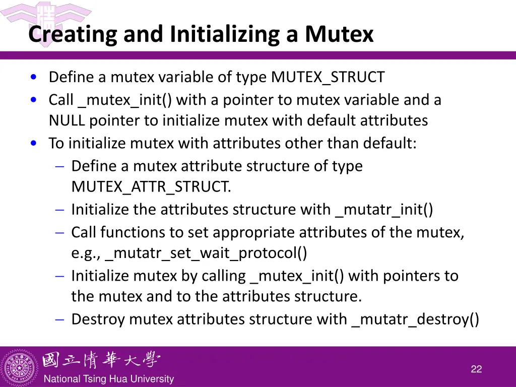 creating and initializing a mutex