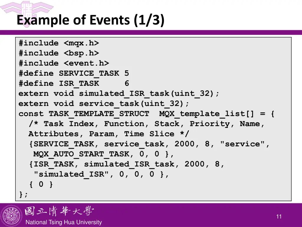 example of events 1 3