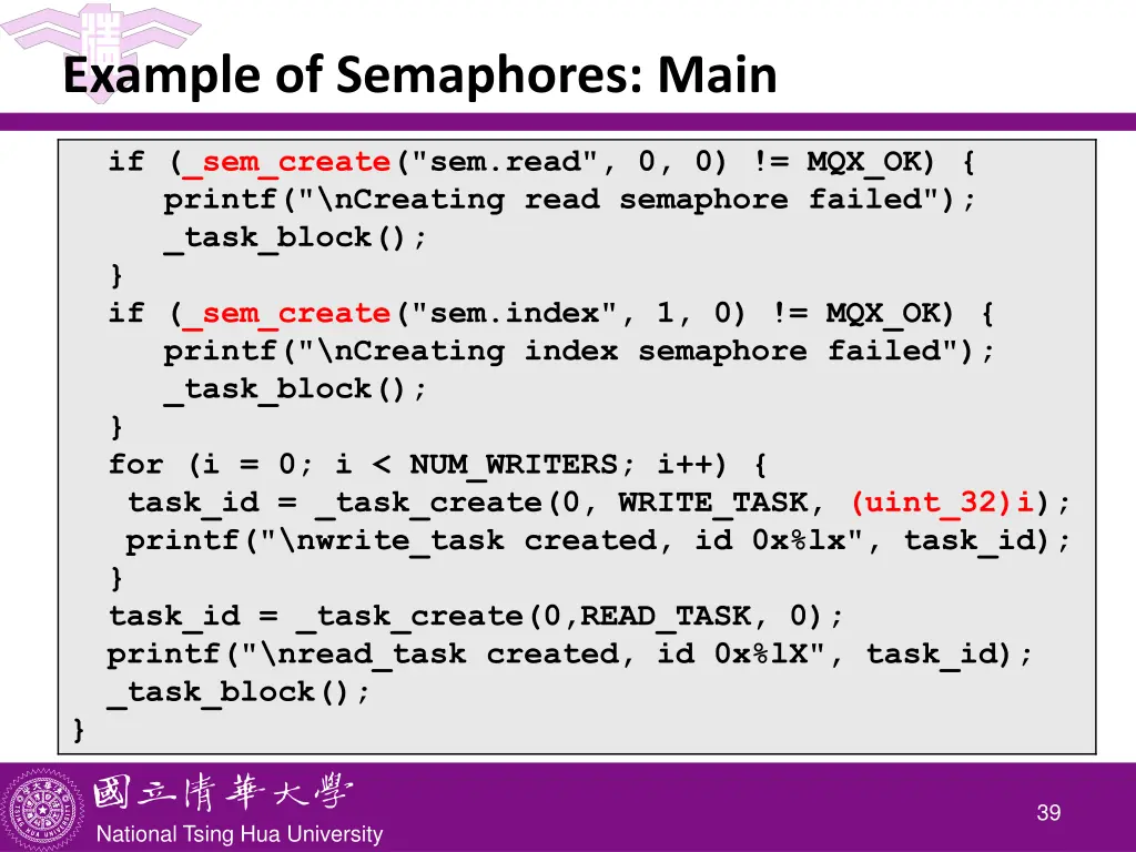 example of semaphores main 1