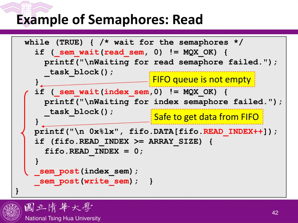 example of semaphores read 1