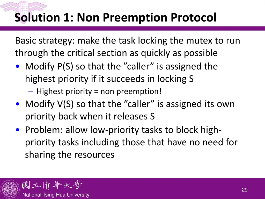 solution 1 non preemption protocol