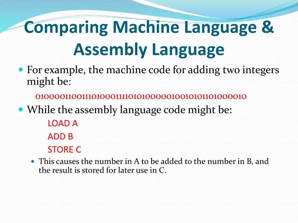 comparing machine language assembly language