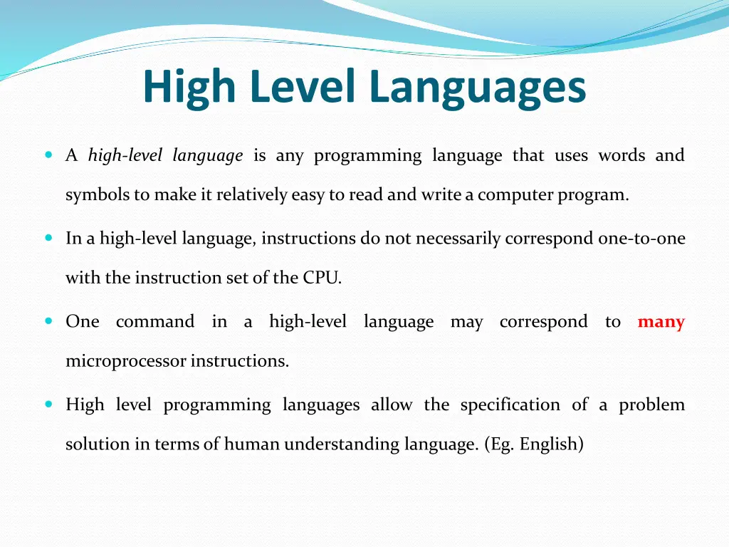 high level languages