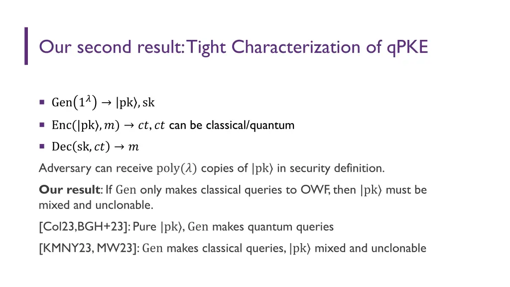 our second result tight characterization of qpke