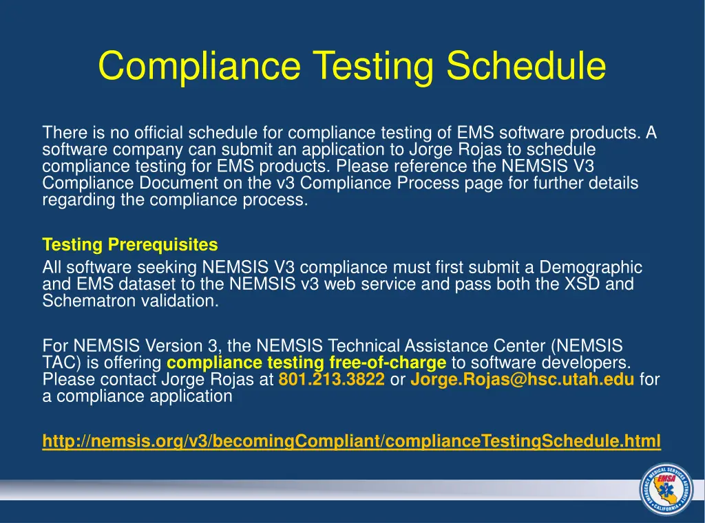 compliance testing schedule