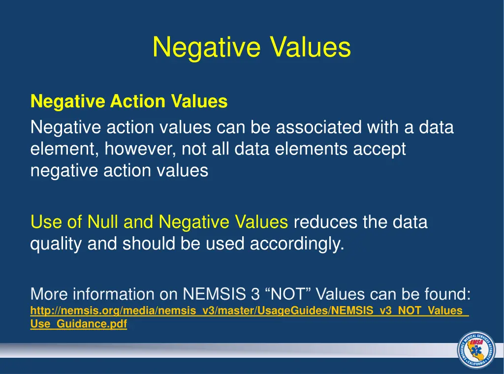 negative values