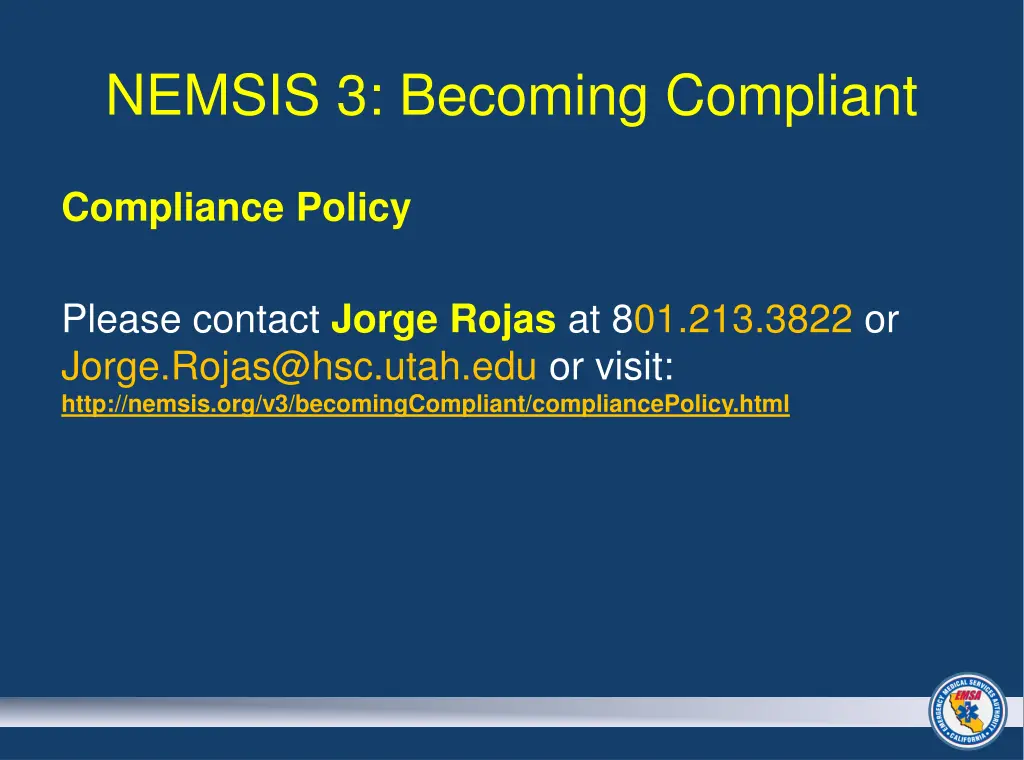 nemsis 3 becoming compliant