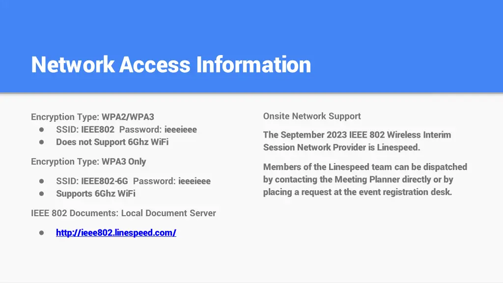 network access information