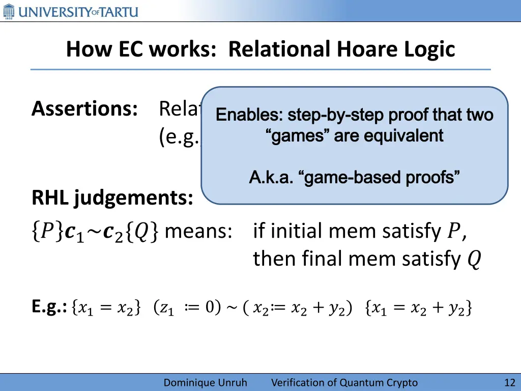 how ec works relational hoare logic