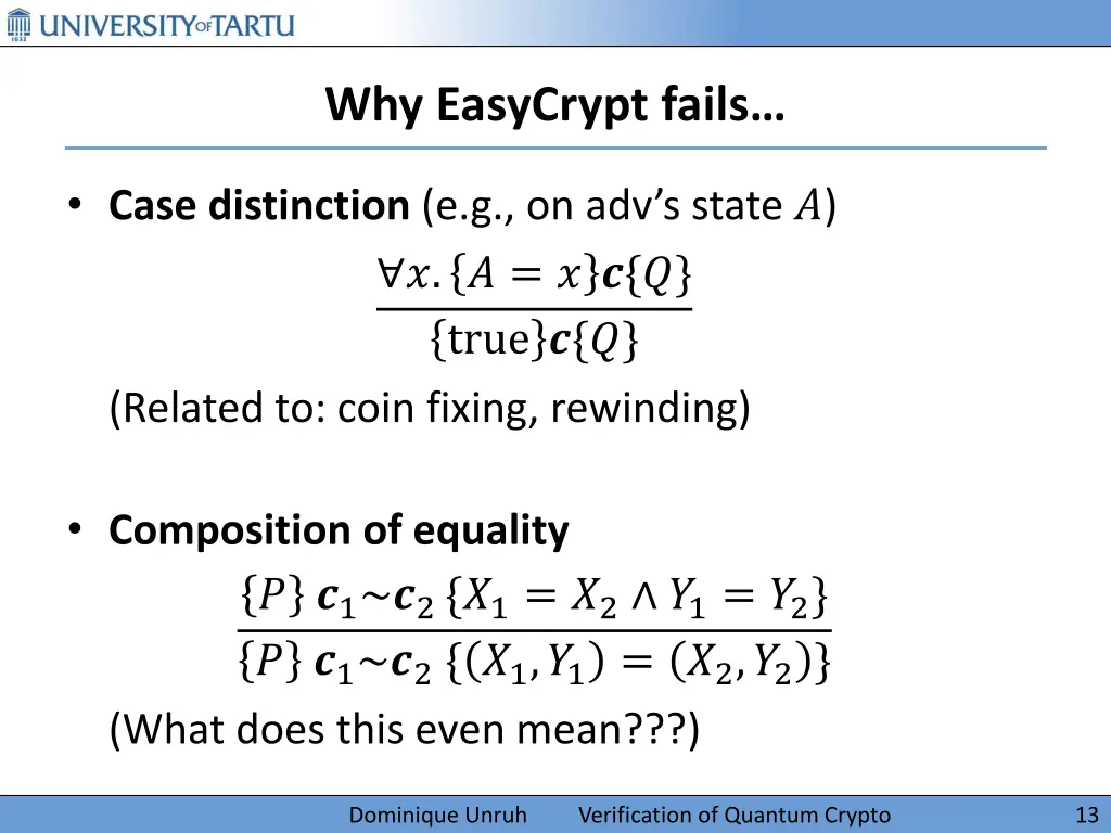 why easycrypt fails