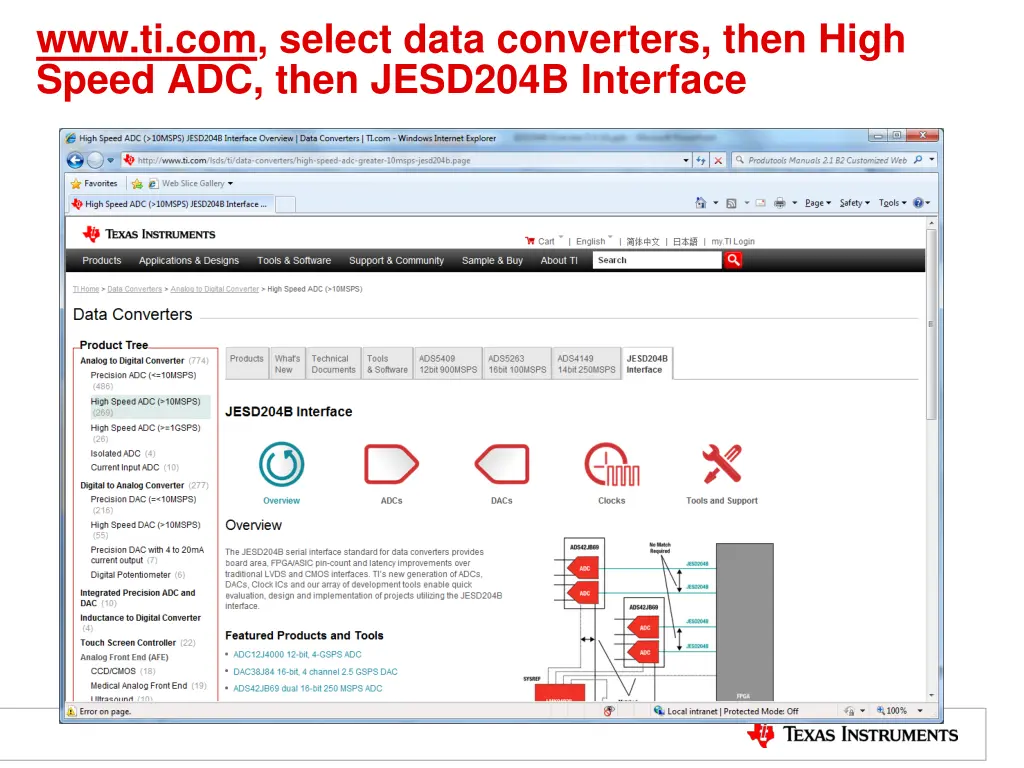 www ti com select data converters then high speed