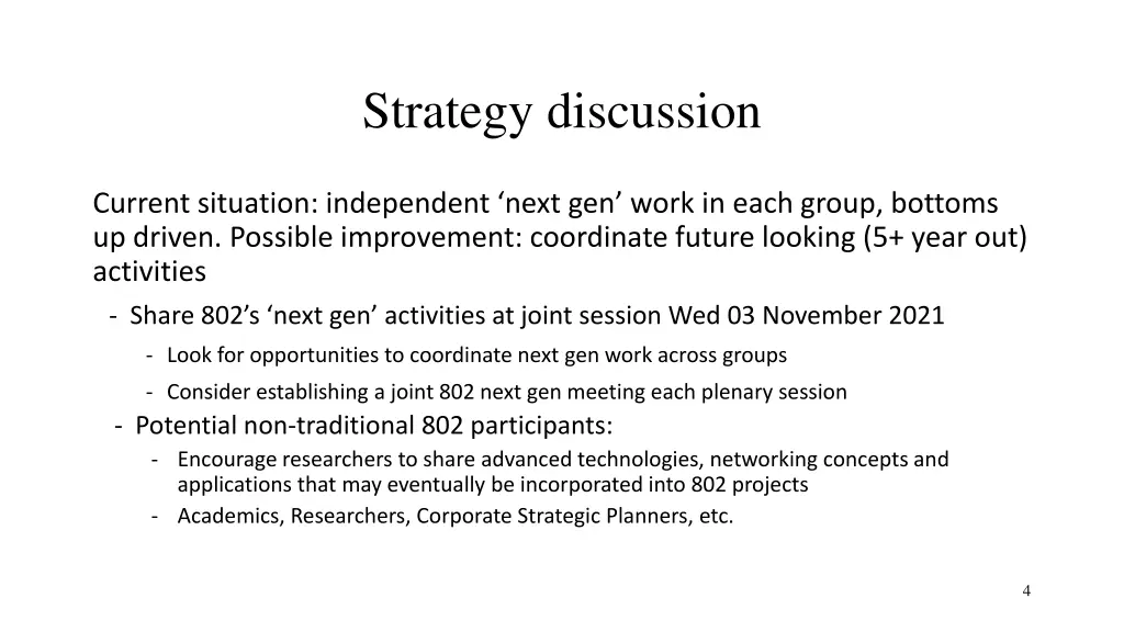 strategy discussion