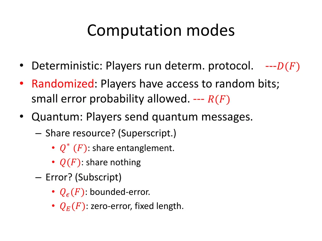 computation modes