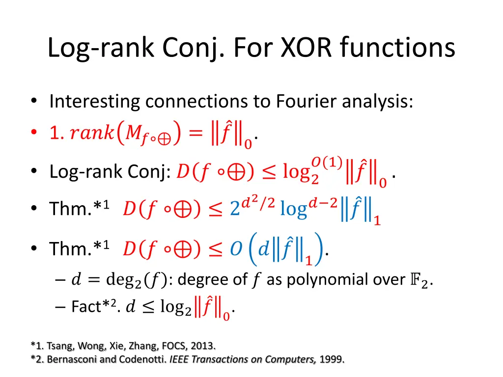 log rank conj for xor functions