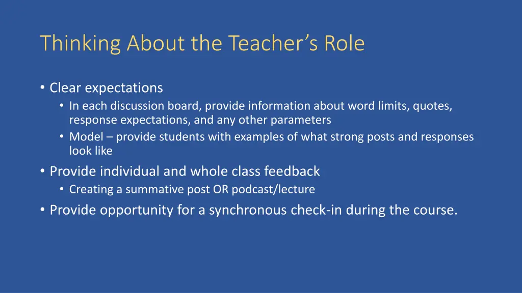 thinking about the teacher s role